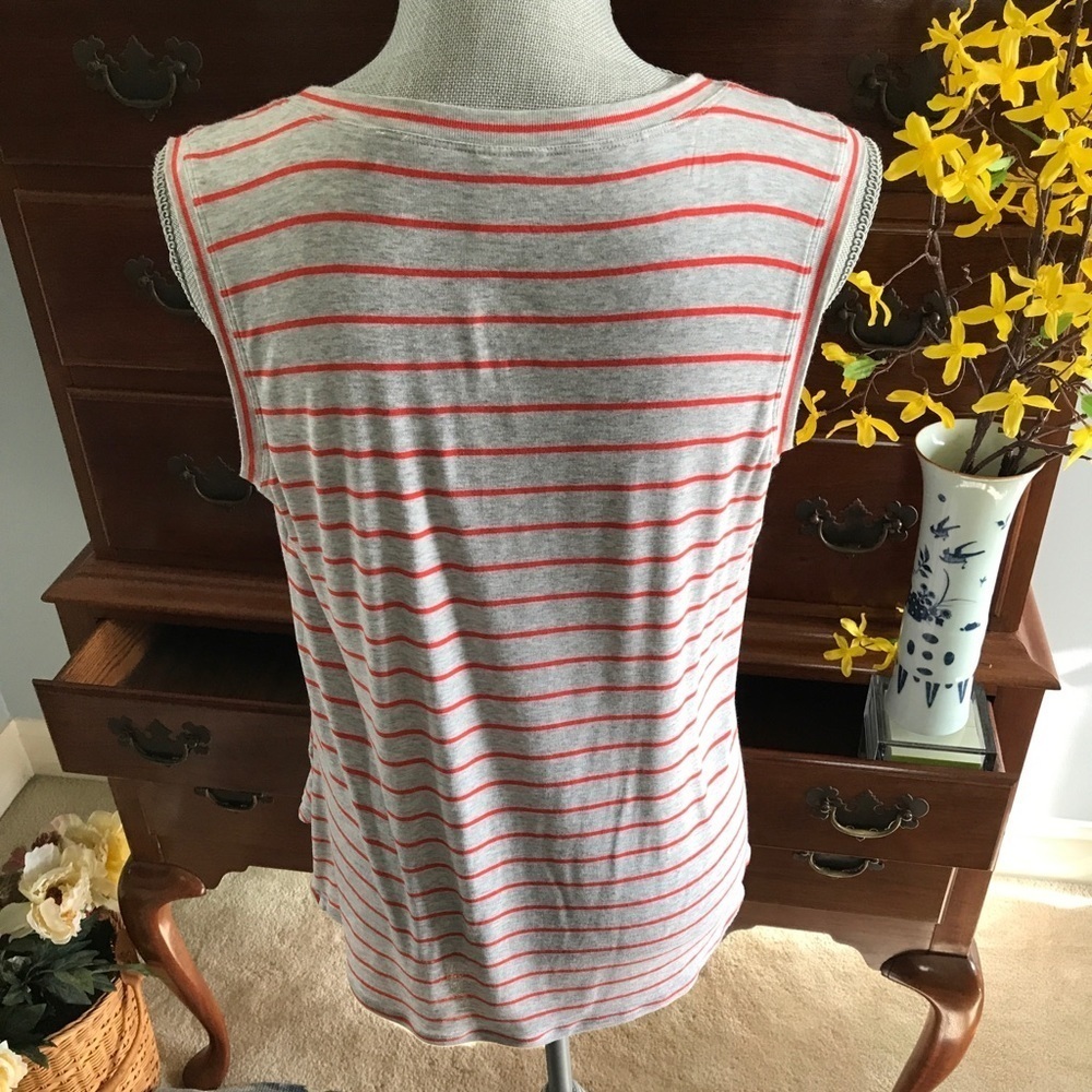 CAbi Tangerine Stripe Ruffle Sleeveless Top Size S - Picture 6 of 15